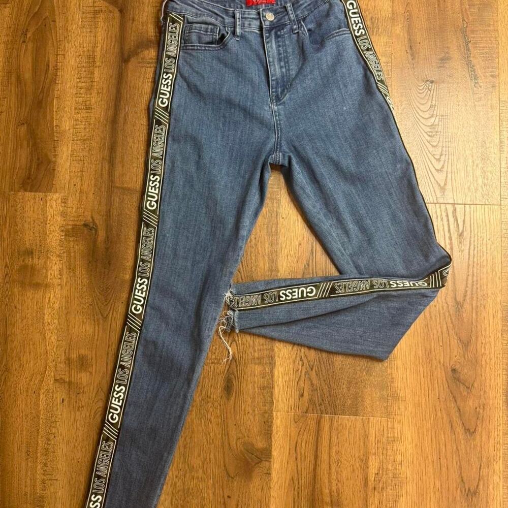 Guess Los Angeles Logo Tape Side Stripe Jeans Size 28‎ Y2K Streetwear